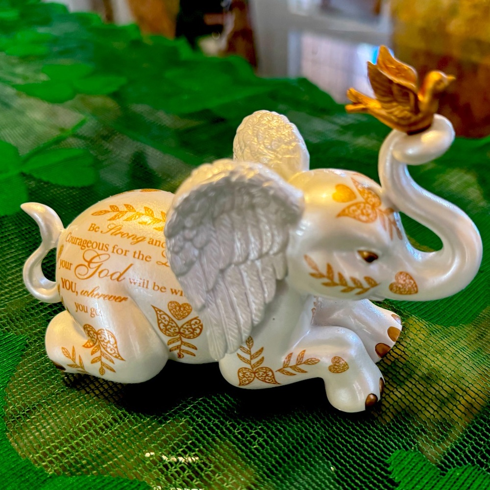 Decorative Elephant Figurine with Gold Accents